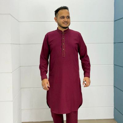 এমব্রয়ডারি কাবলি সেট- মেরুন